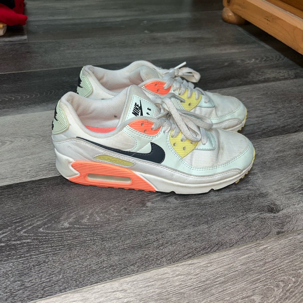 Nike White and Orange Air Max